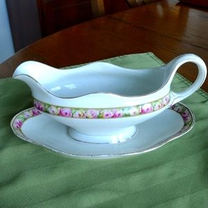 Gravy Bowl with attached Plate from Germany